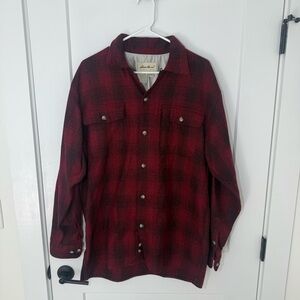 Vintage Eddie Bauer Wool Plaid Overshirt. Casual button down. Size medium.